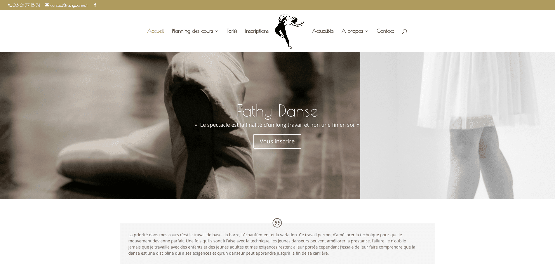 Screenshot du site Internet Fathy Danse.