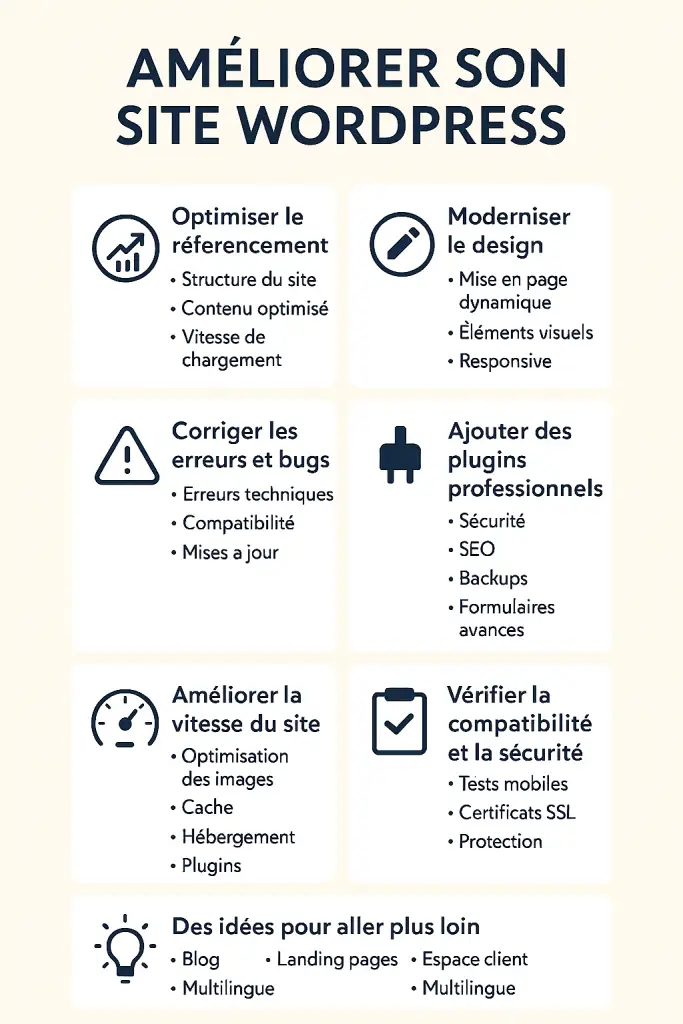Vous avez créé votre site WordPress vous-même et vous souhaitez l'améliorer ? 1 ameliorer-site-internet-wordpress